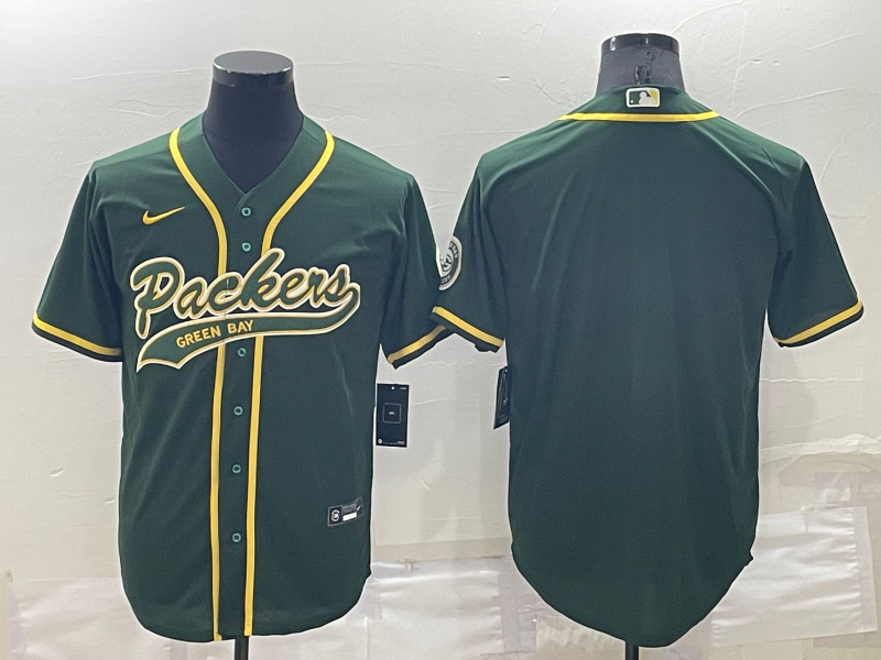 Men's Green Bay Packers Blank Green Cool Base Stitched Baseball Jersey Men's Green Bay Packers Blank Green Cool Base Stitched Baseball Jersey